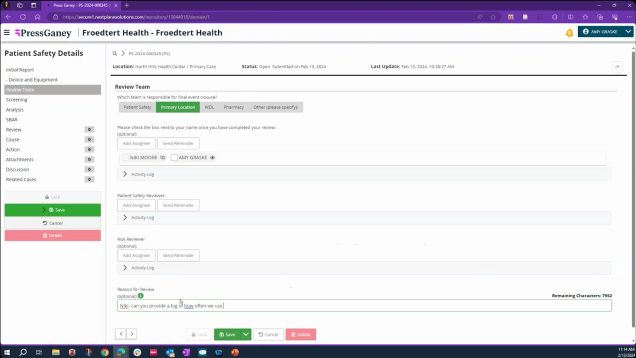 Screen a Patient Safety Event