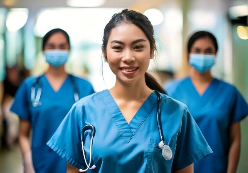 Firefly nursing, scrubs, hospital, nurses, working together, team, varied body types 62915