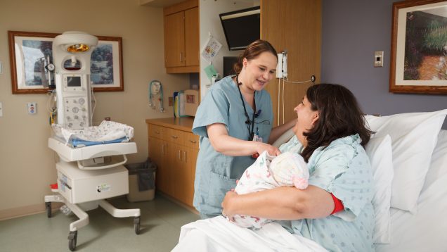 Elizabeth Rothenhoefer, OB Surgical Tech, Elizabeth Juern, CMH Volunteer Department as fake patient 06052018CMH-80